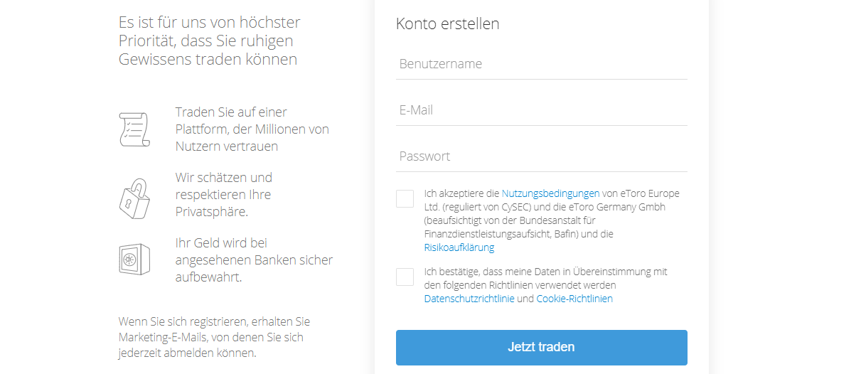 eToro Anmeldung