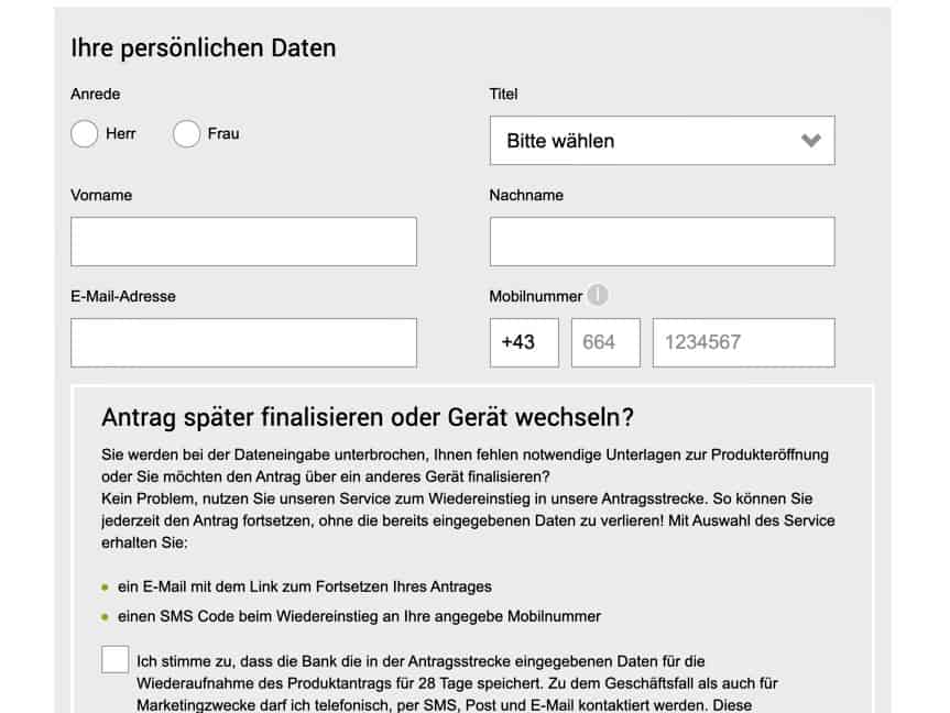 easybank Registrierung