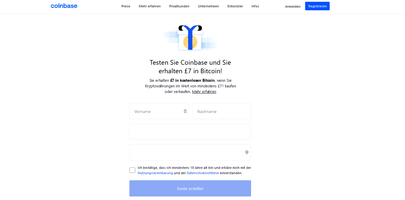 Coinbase Anmeldung