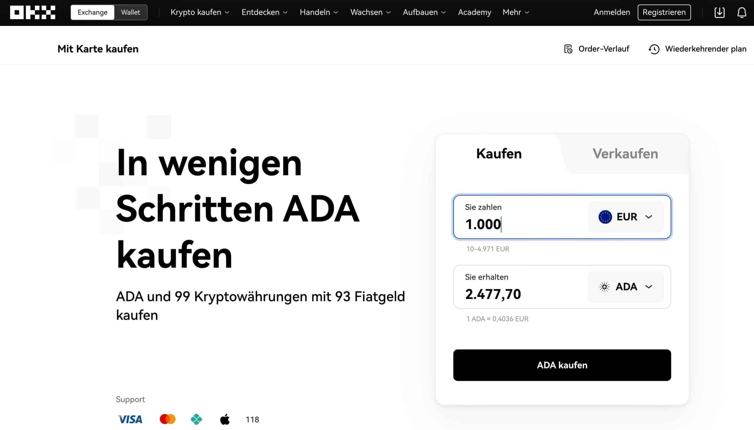 Cardano kaufen bei OKX