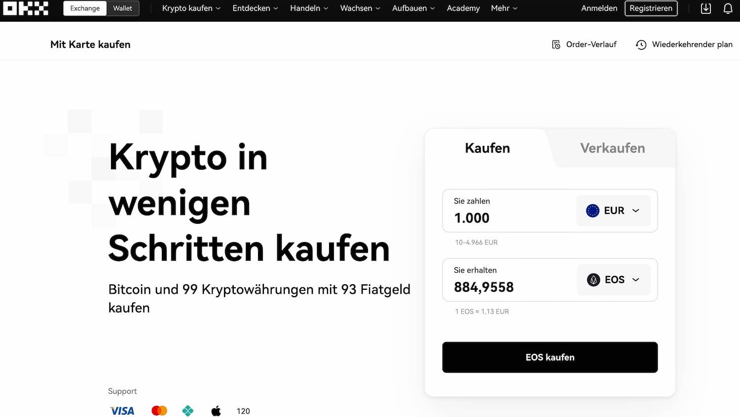 OKX Kryptowährungen kaufen
