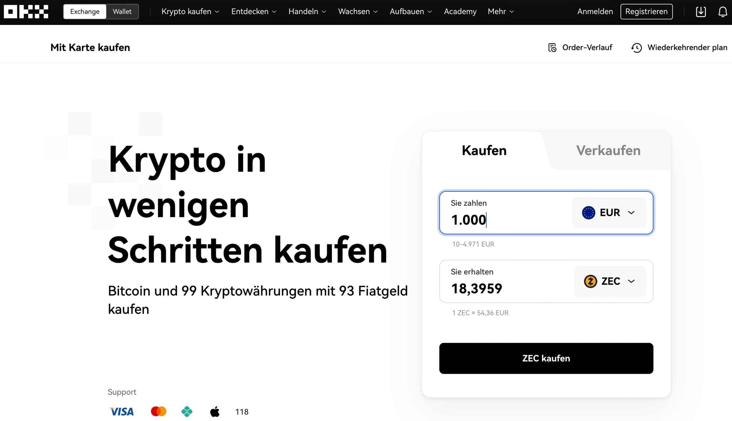 Zcash auf OKX kaufen