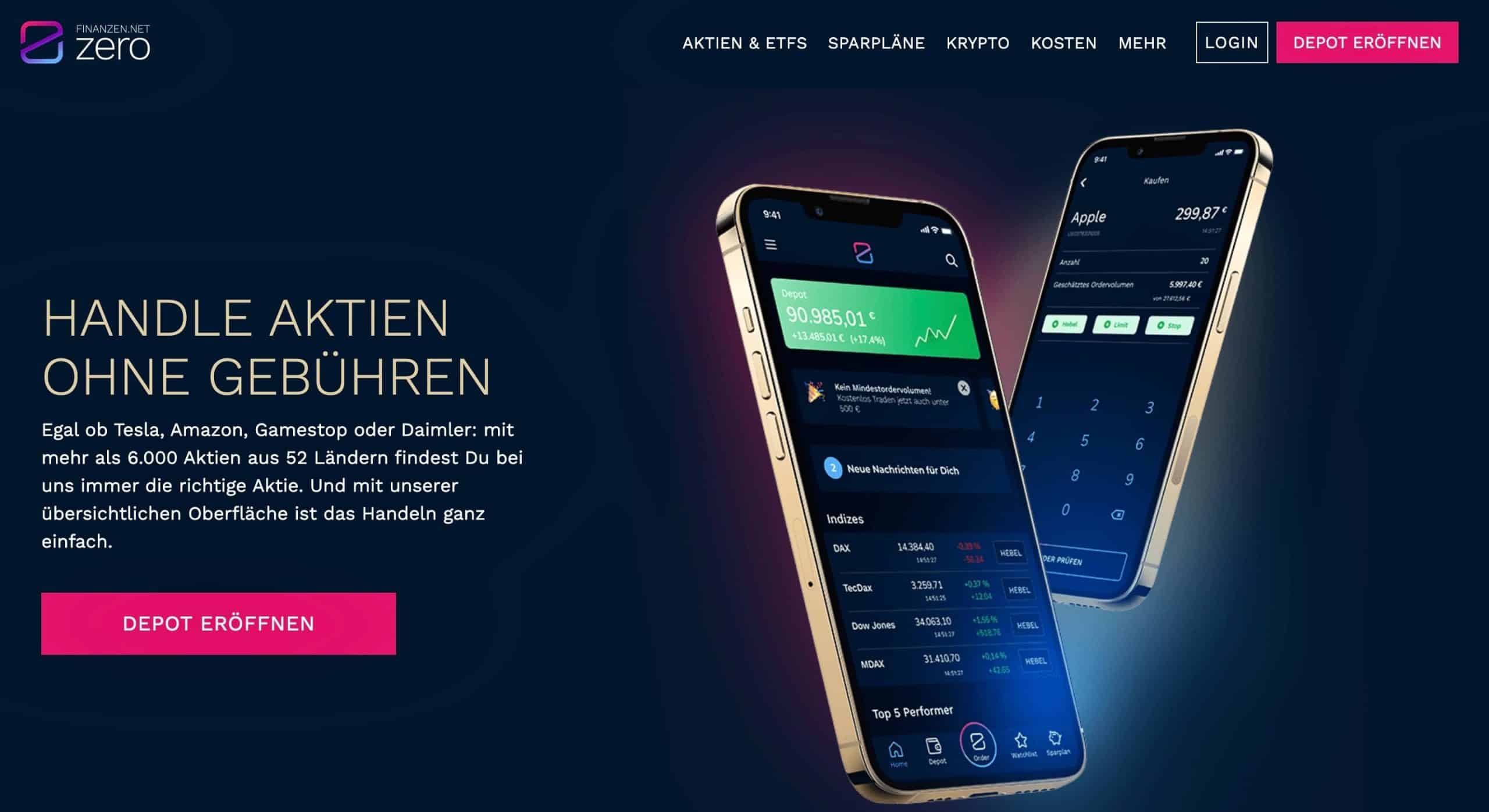 Finanzen.net Zero Aktien ohne Gebühren